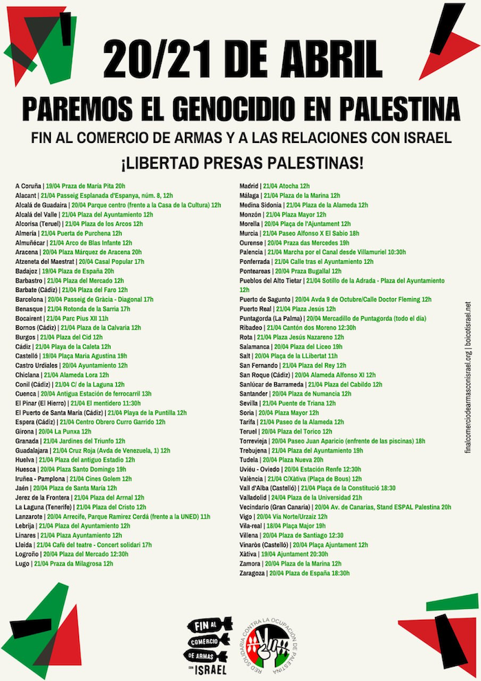 Cartel de las concentraciones en apoyo a Palestina.
