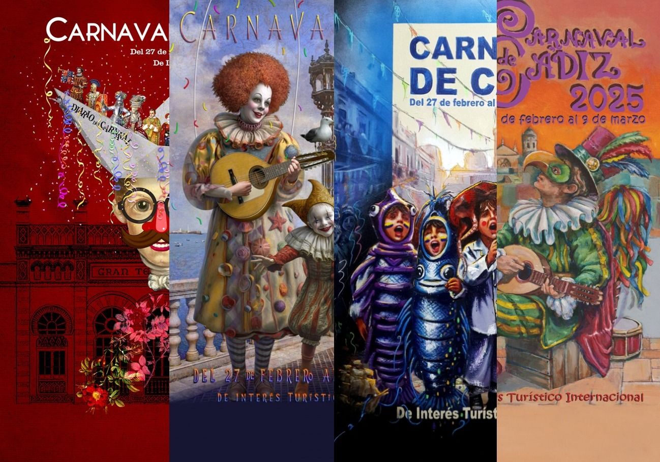 Estos son los cuatro carteles finalistas para el carnaval de Cádiz 2025