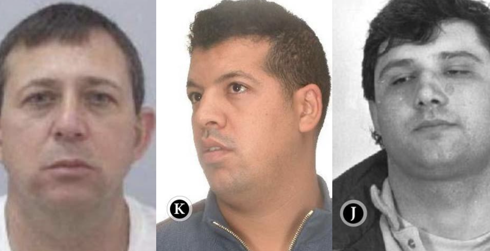 Los tres criminales "peligrosos" más buscados por España: de izda. a dcha., Kurkuchev, el 'Messi' del hachís, y Baklarov.