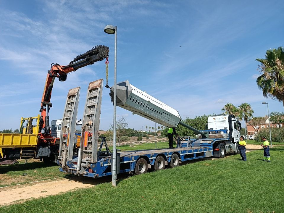 Instalación de la torre en Coria.