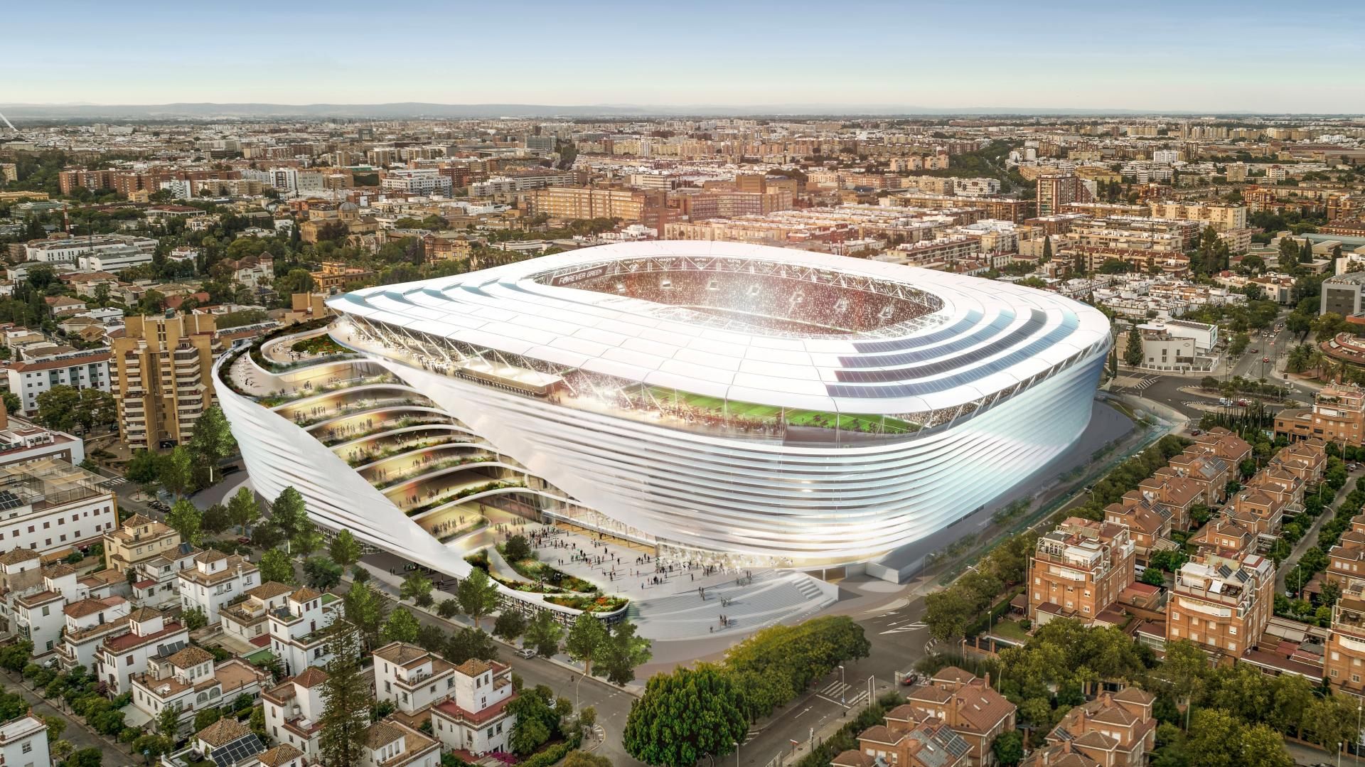El proyecto del nuevo estadio Benito Villamarín, que transformará La Palmera.