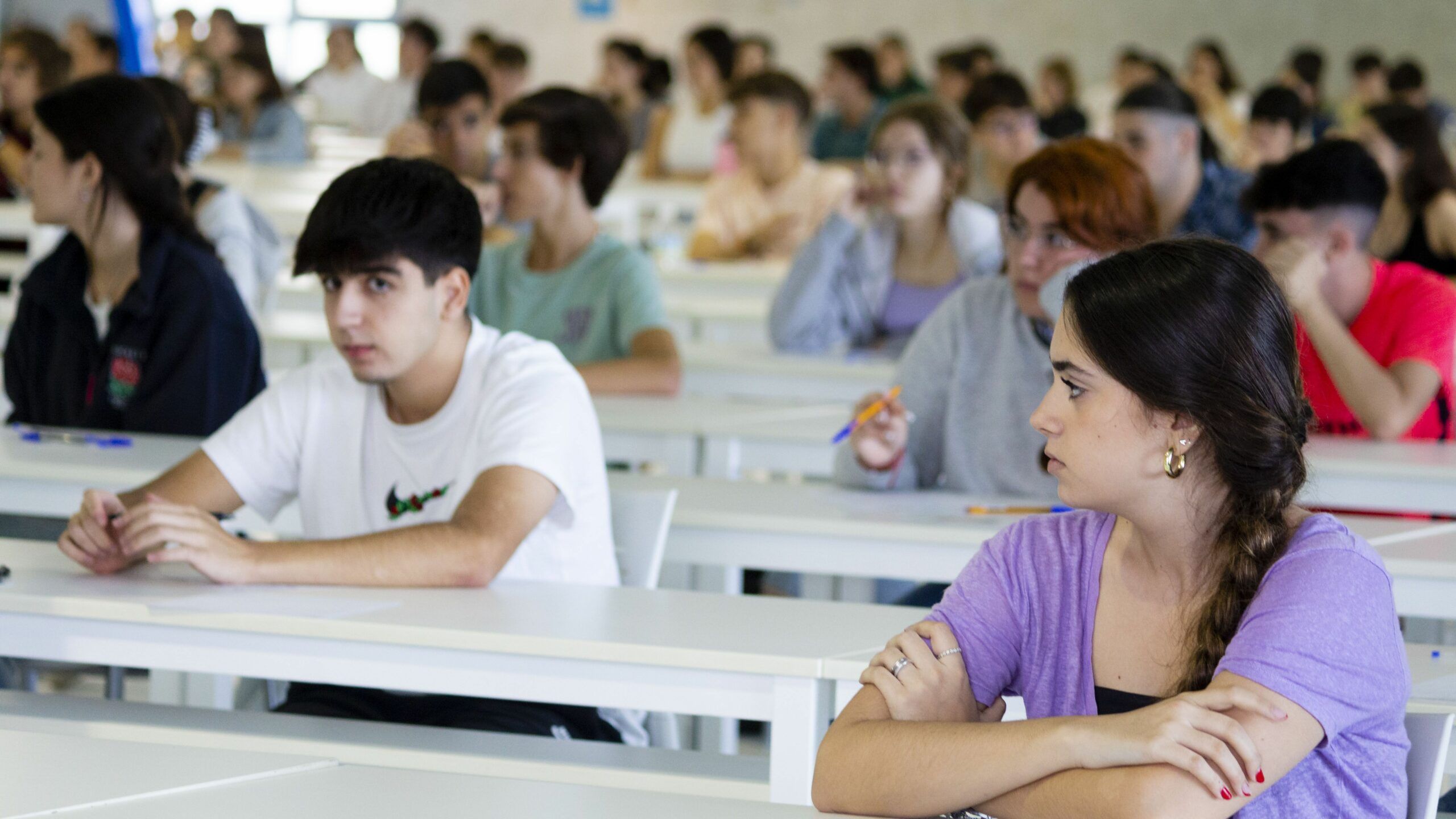 Un examen de universitarios en la Universidad: Pablo de Olavide de Sevilla.