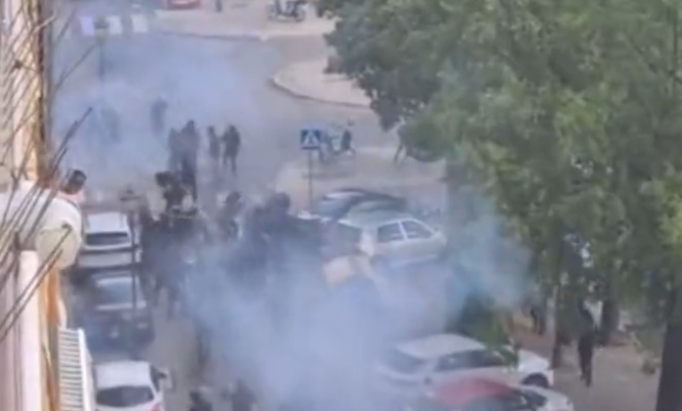 Un momento de los disturbios cerca del Villamarín.