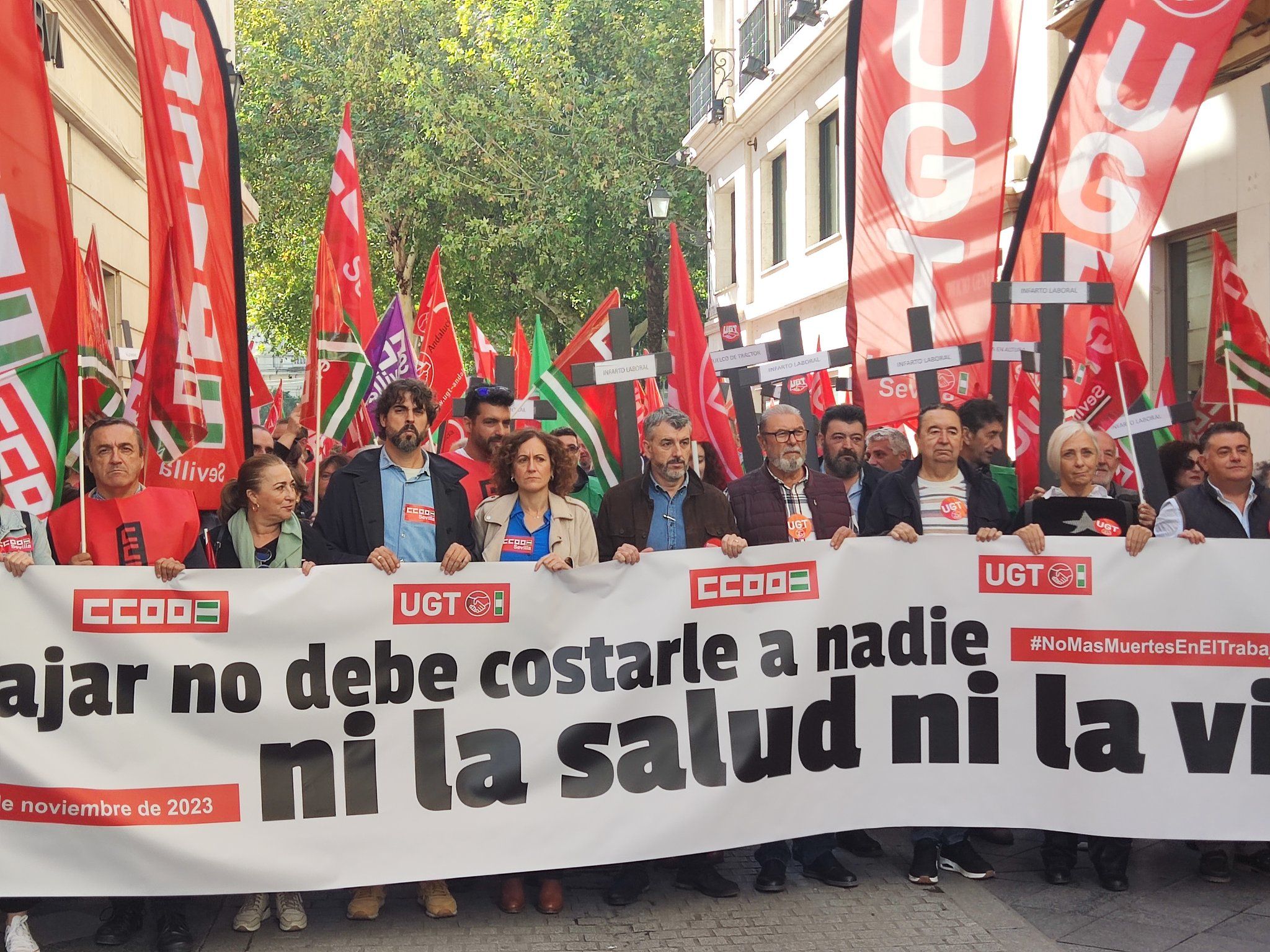Manifestación en Sevilla contra los accidentes laborales.