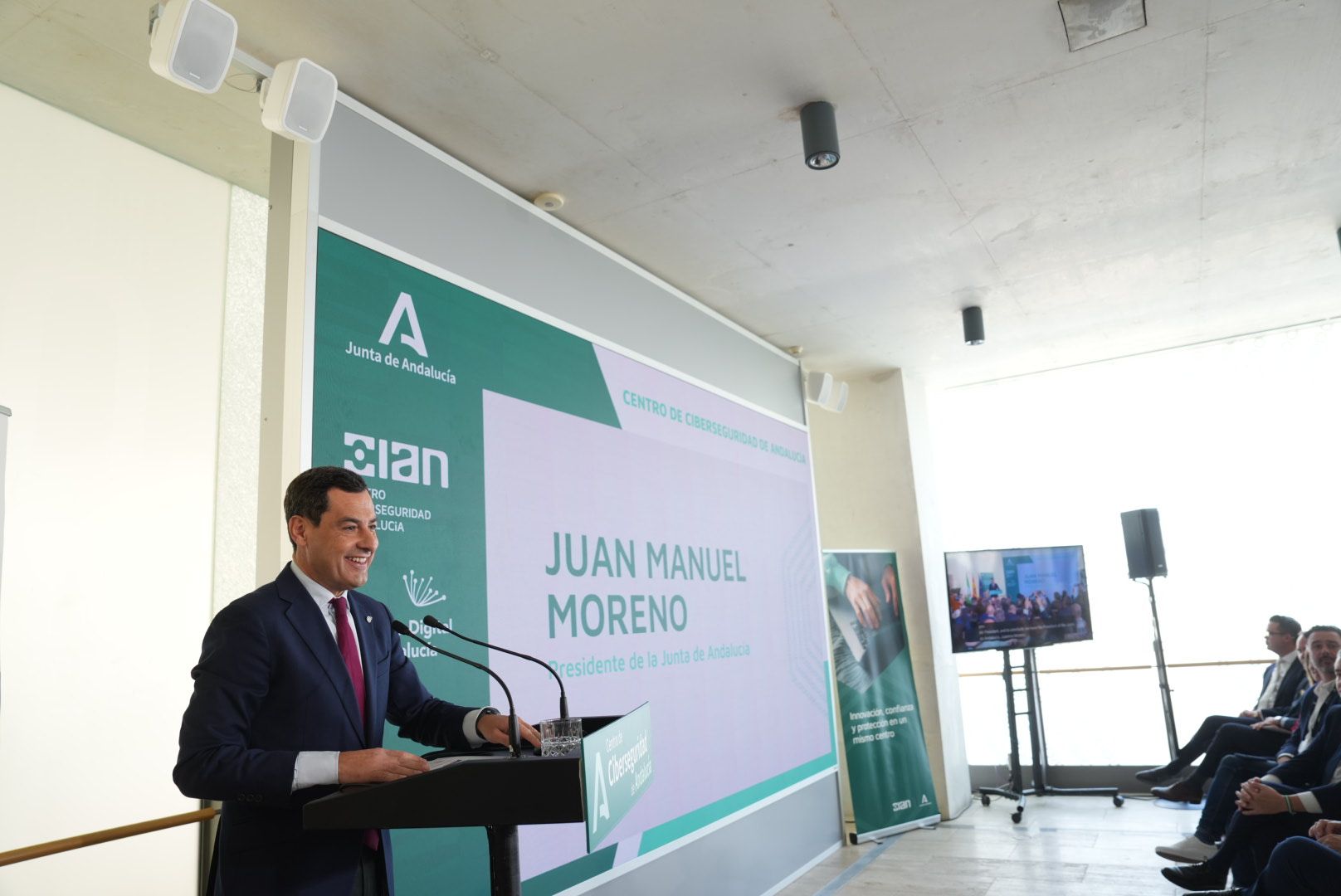 Juanma Moreno en el acto de este jueves.