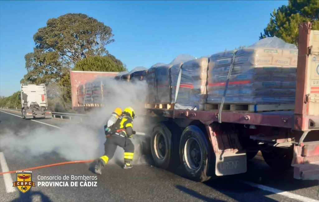 El camión ha salido ardiendo en la carretera A-381, a la altura de Medina Sidonia.