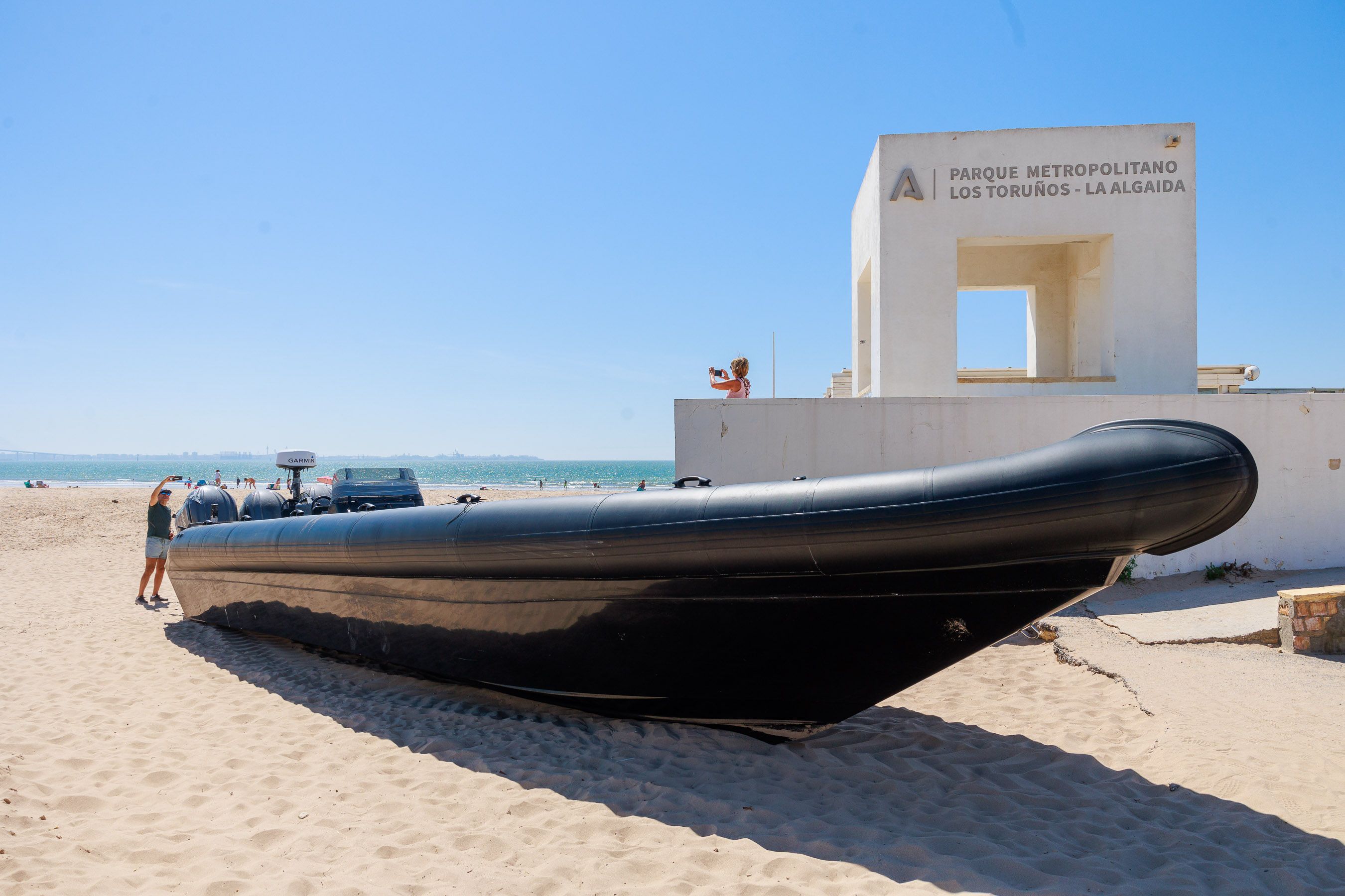 Narcolancha aparecida en abril en la playa portuense de Valdelagrana.