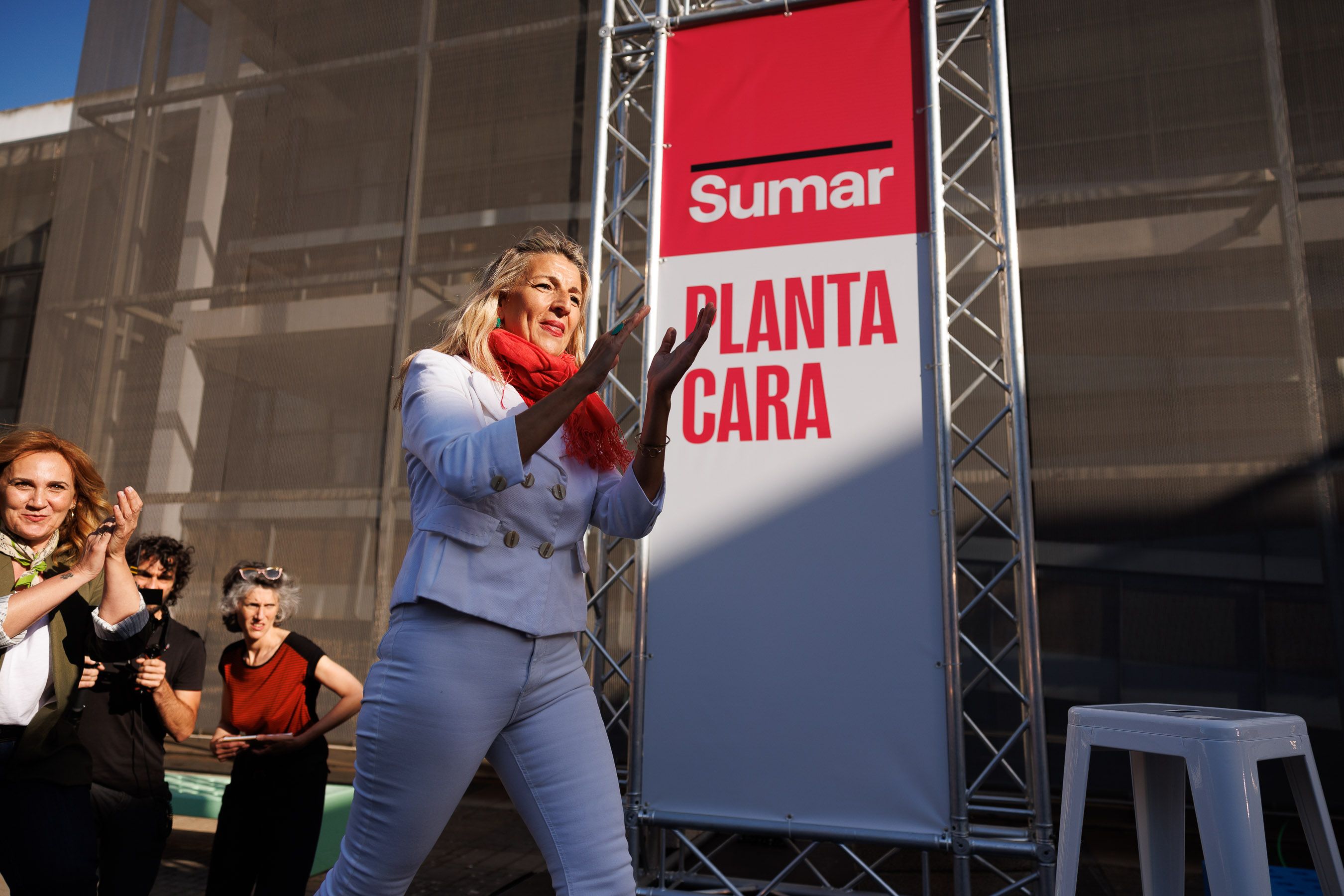 Yolanda Diaz, en un mitin de Sumar en Jerez.