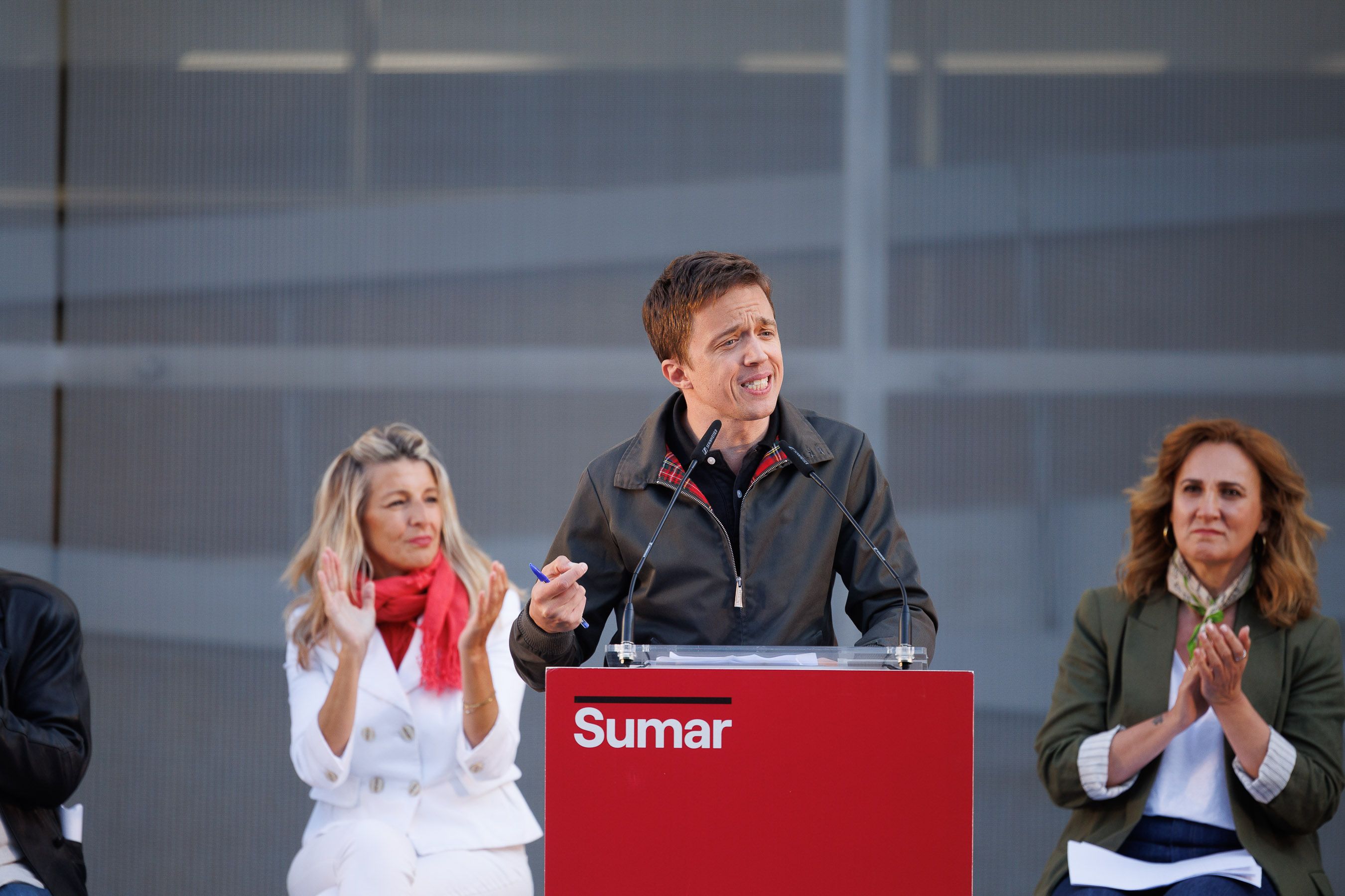 Crisis en Sumar. Yolanda Diaz, con Iñigo Errejón, en el último mitin de la formación en Jerez.