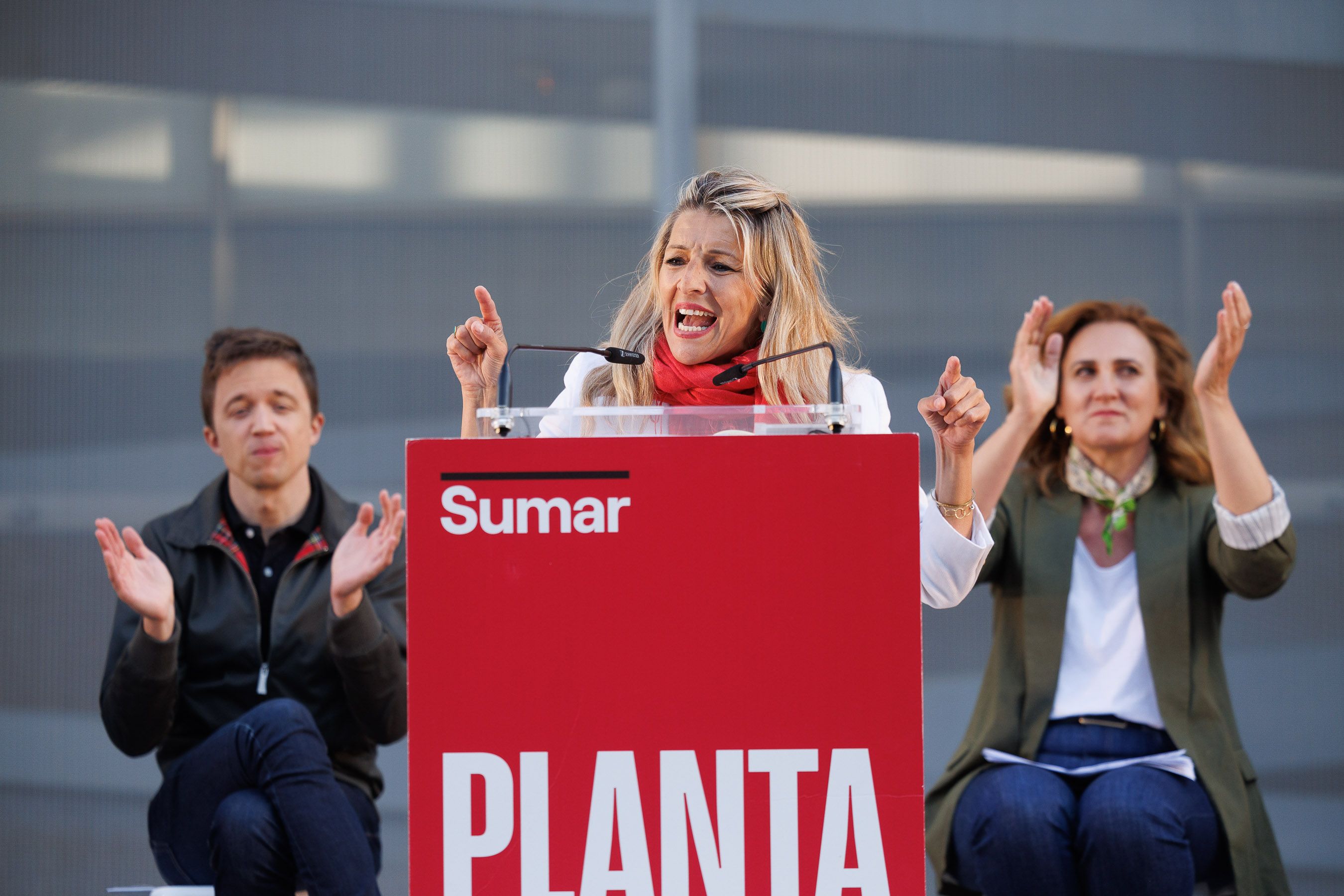 Yolanda Diaz en el acto de Sumar en Jerez para las elecciones europeas. IU da un paso al frente.