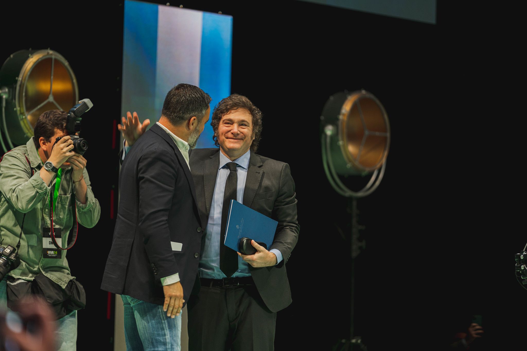 Javier Milei, presidente del Argentina, en el acto de Vox.