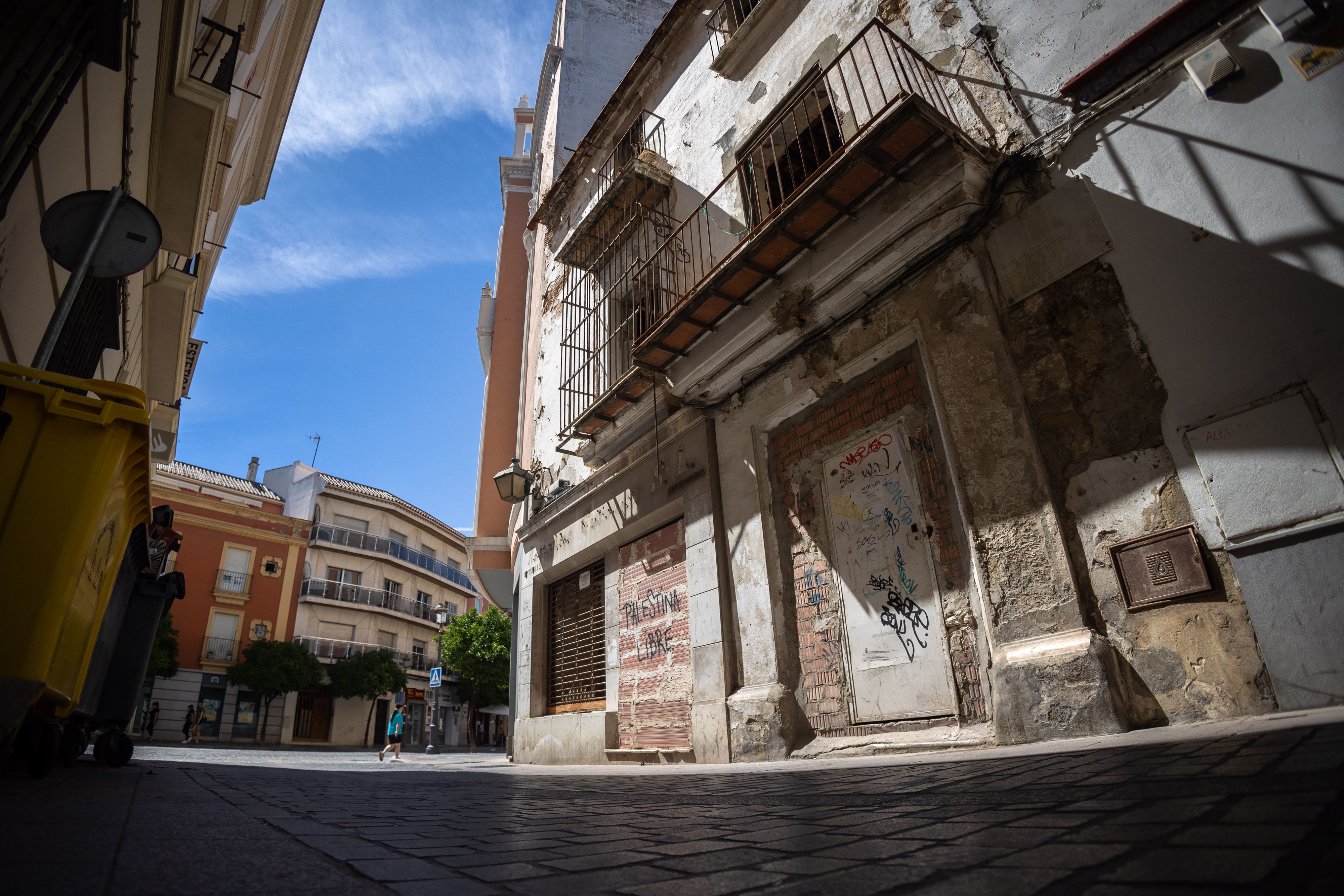 La calle Bizcocheros, en el centro de Jerez, donde se ha producido un intento de asalto.