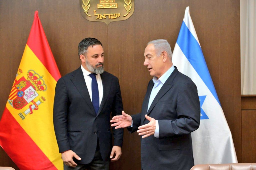Santiago Abascal y Benjamin Netanyahu, en el encuentro que han mantenido en Jerusalén.