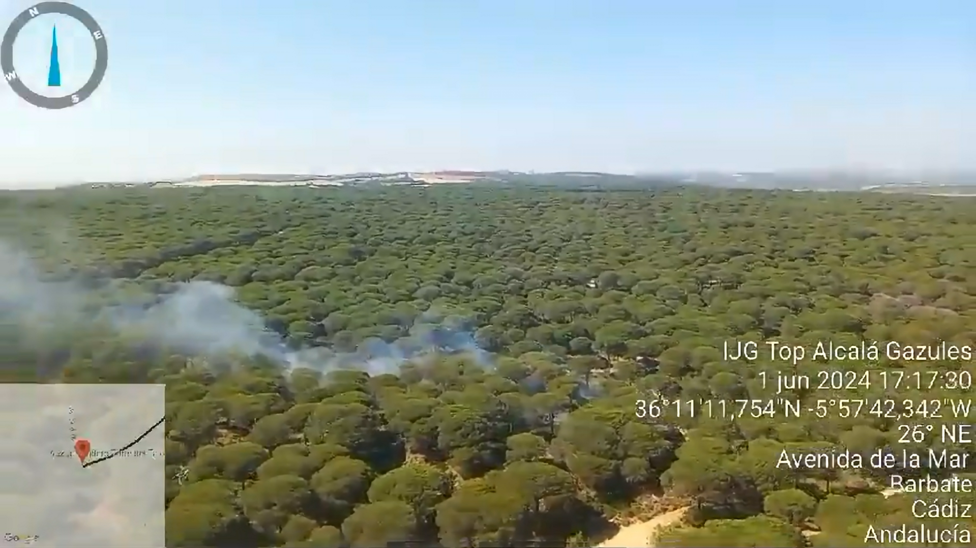 Incendio forestal en Barbate.