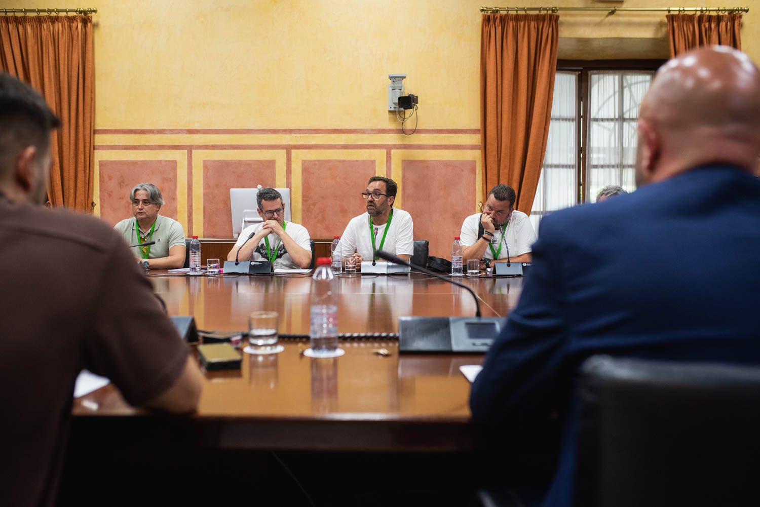 Reunión del comité de huelga de Acerinox con representantes de los partidos con representación en el Parlamento de Andalucía, este pasado martes