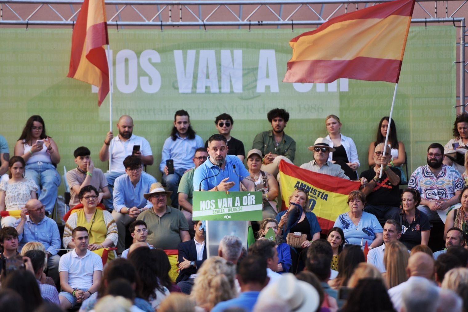 Santiago Abascal en un acto reciente en Sevilla.
