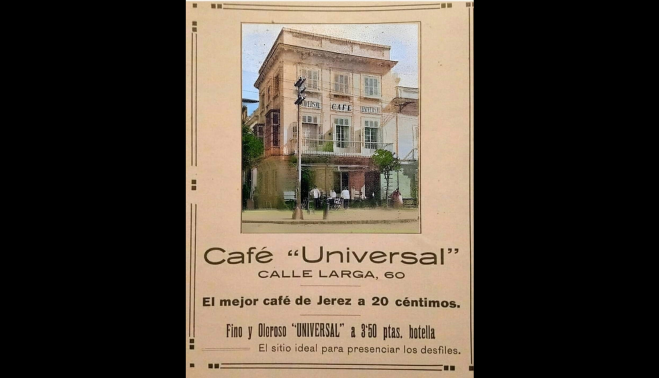 Un cartel del 'Café Universal' de Jerez.
