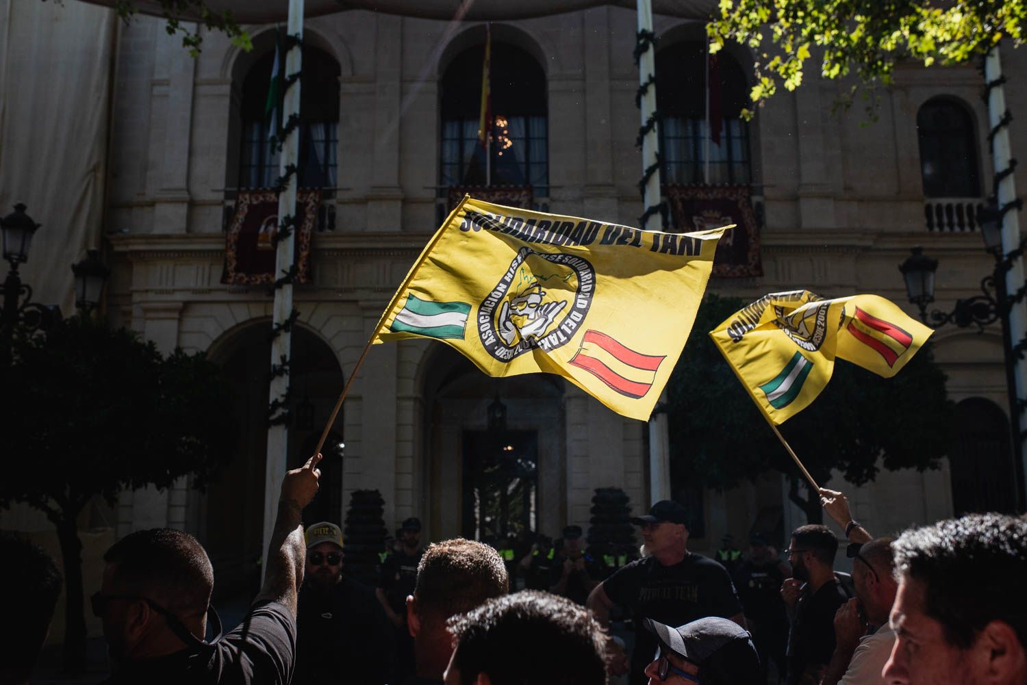 Una protesta de Solidaridad del Taxi en Sevilla, la asociación investigada.