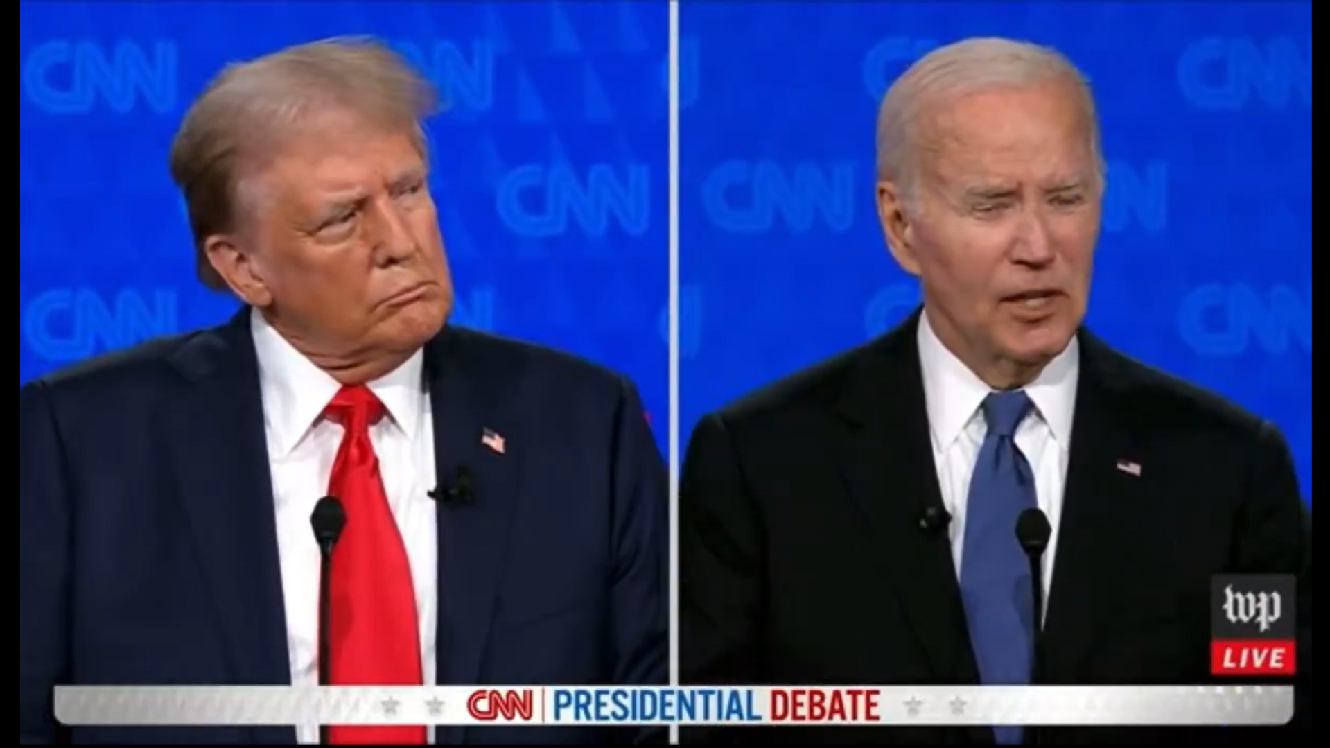 Momento del debate entre Biden y Trump.
