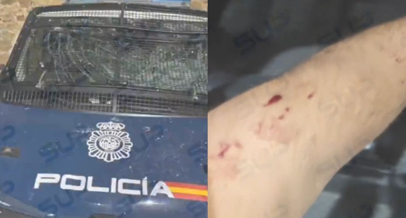 Imágenes del ataque, con ladrillos y losas, sufrido por la Policía.