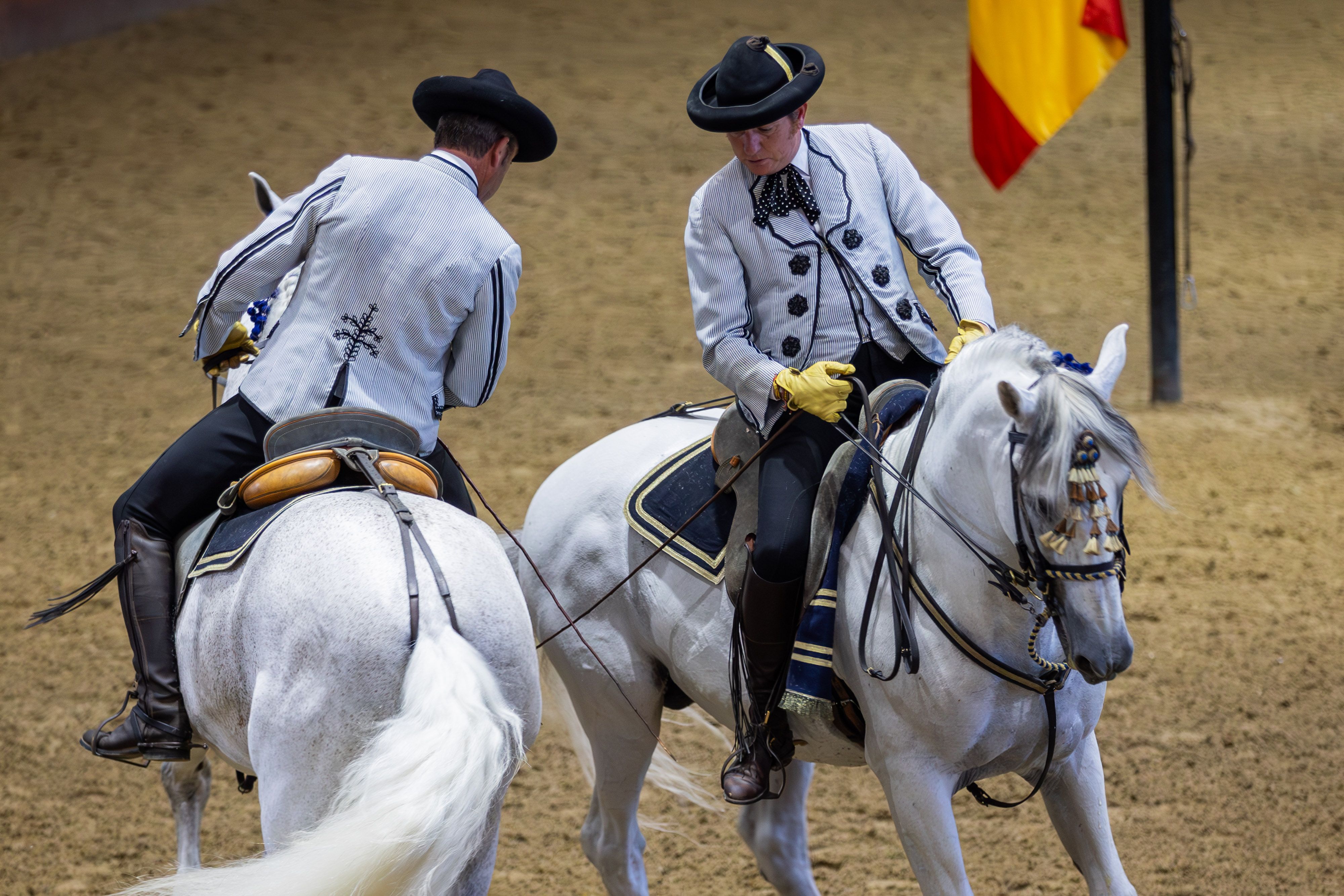 Paso a dos en el espectáculo de la Real Escuela Andaluza del Arte Ecuestre de Jerez.