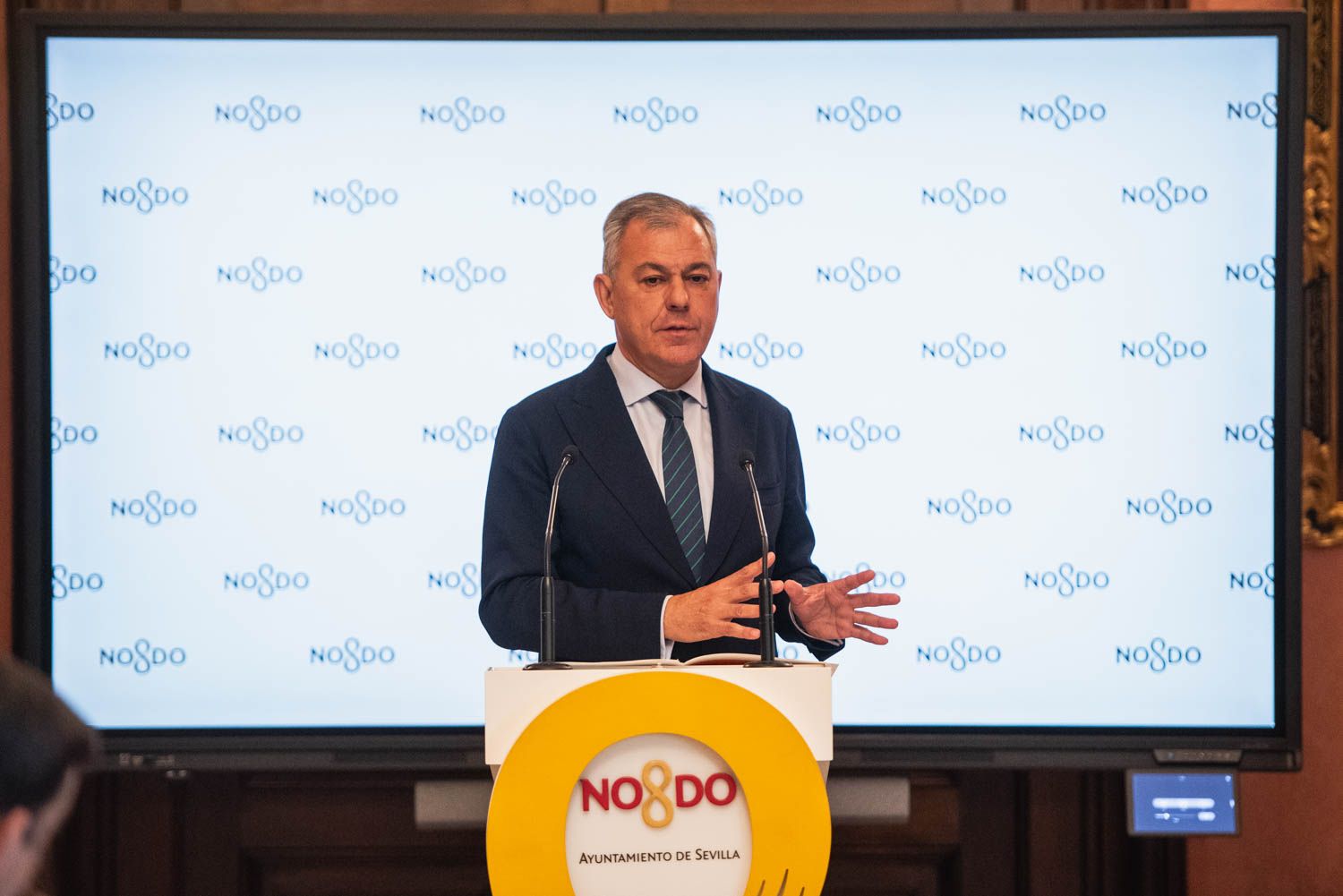 José Luis Sanz en la rueda de prensa donde presentó los presupuestos de Sevilla.