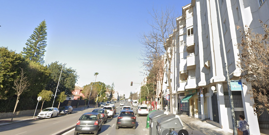 La avenida Ingeniero Ángel Mayo, donde volcó el coche, en una imagen de Google Maps.