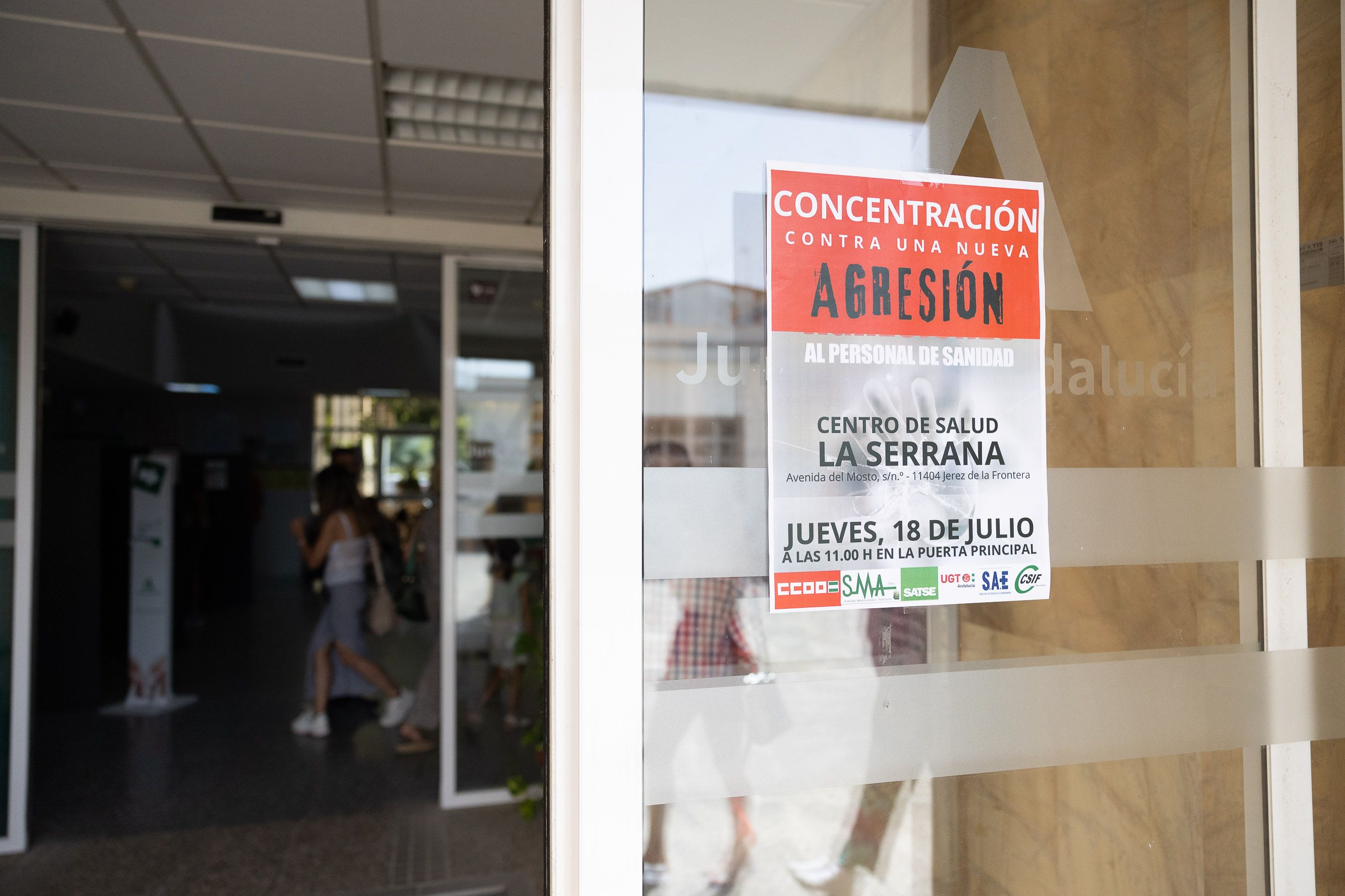 Una concentración pasada, de este verano, contra la agresiones a sanitarios en Jerez.