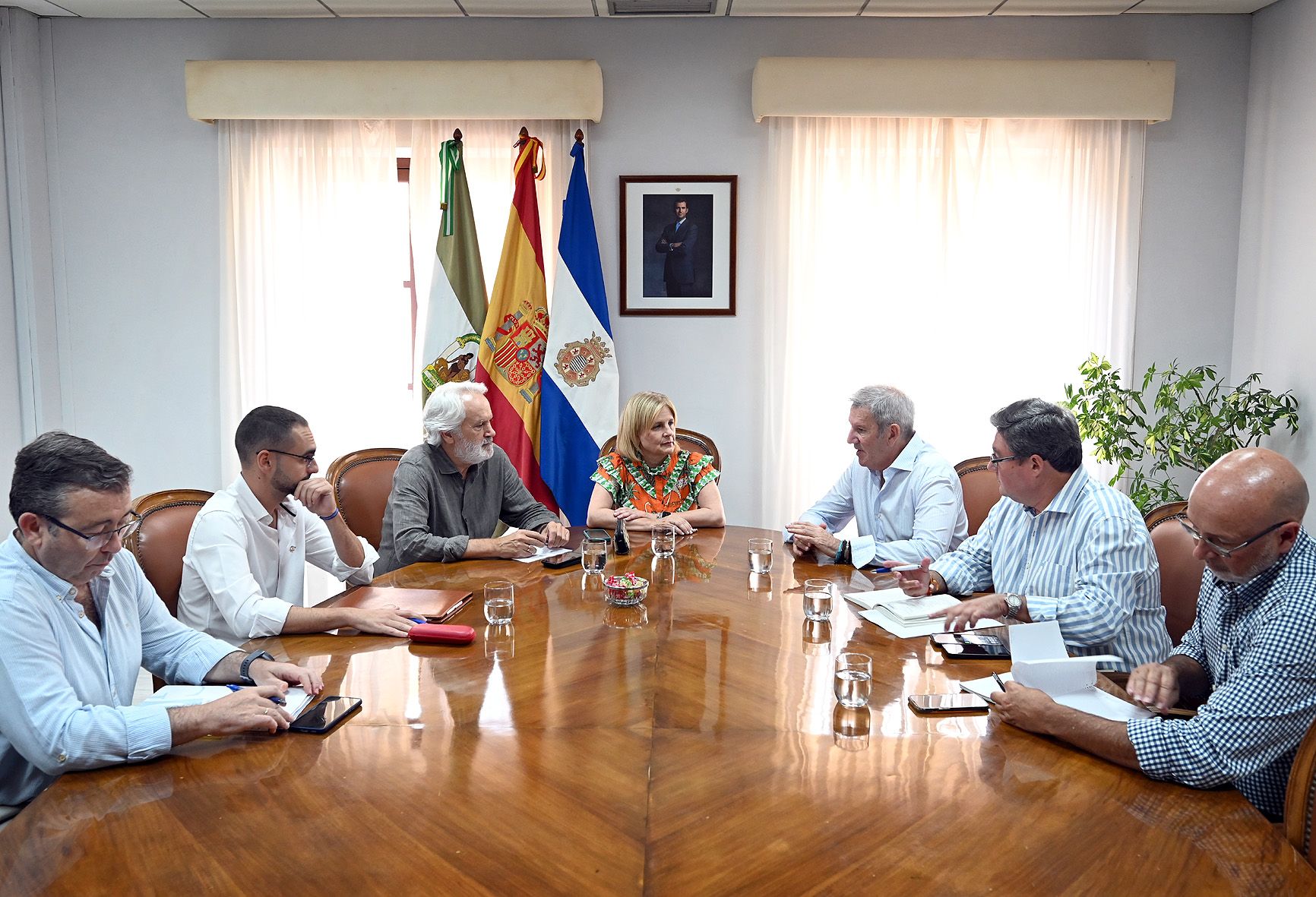 La reunión con Sebastián Alonso de Medina y Miguel Perea, del Xerez DFC.