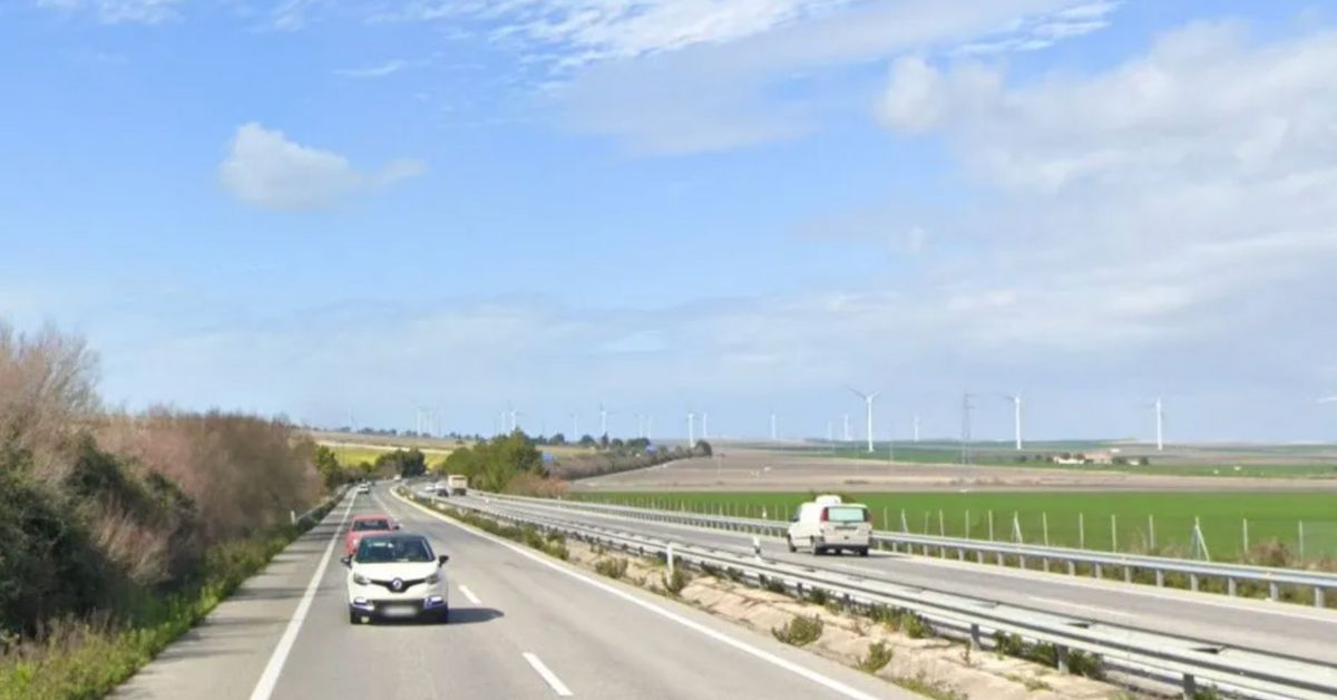 La carretera entre Jerez y Sanlúcar.