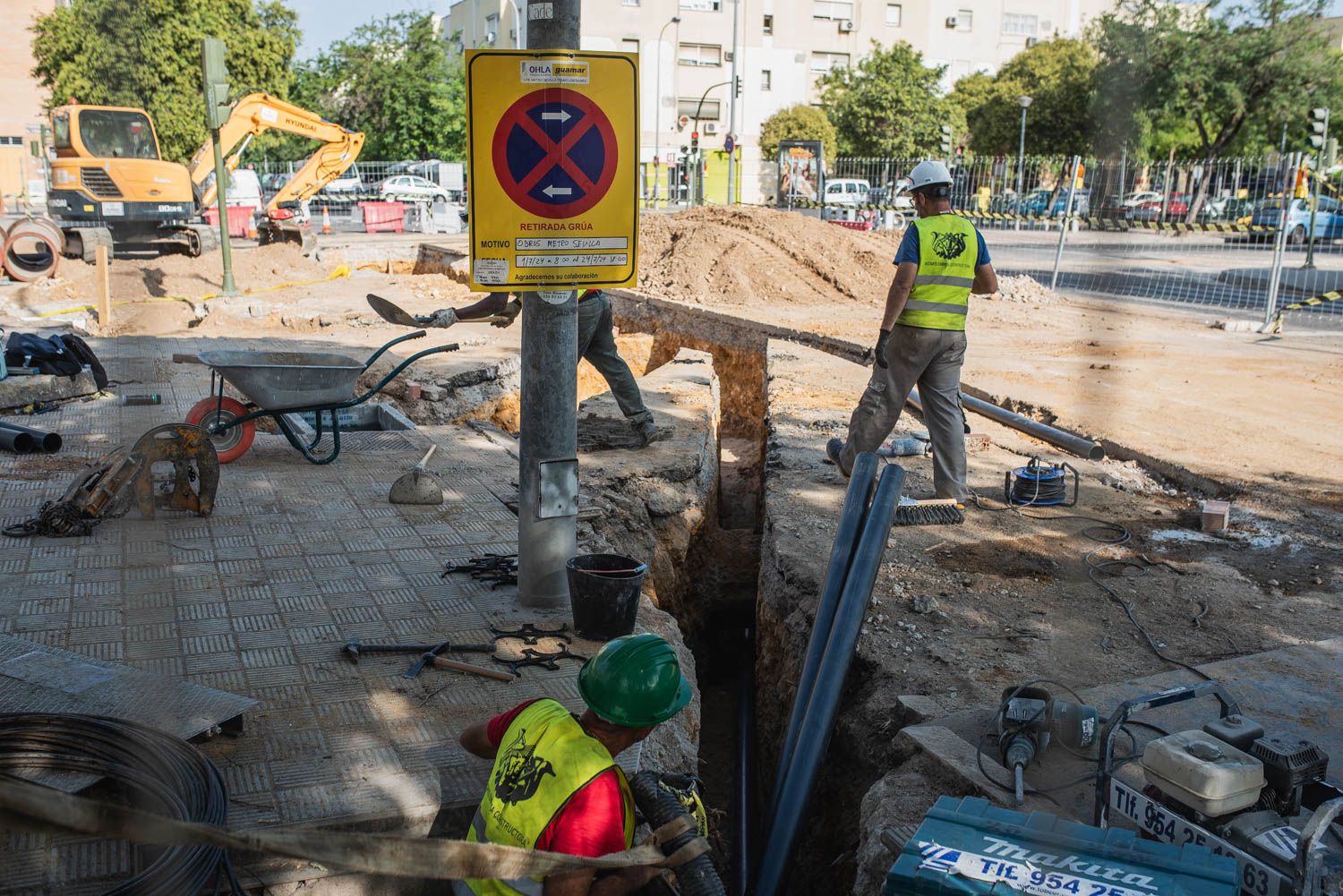 Así avanzan las obras de la línea 3 de Metro de Sevilla en Pino Montano.