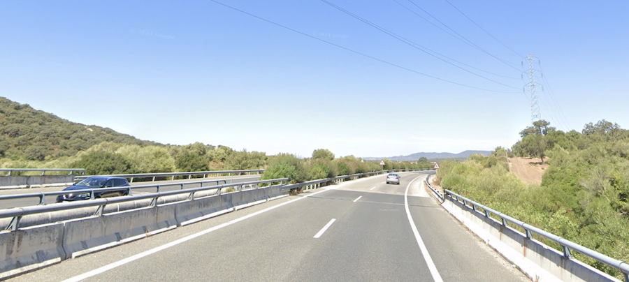 Punto de la autovía Jerez-Los Barrios donde tiene lugar el accidente, en una imagen de Google Maps.