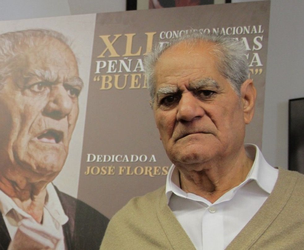 José Flores Mateos 'Cascales' en el acto de presentación del concurso de saetas que la Peña Flamenca Buena Gente le dedicó en el año 2019.