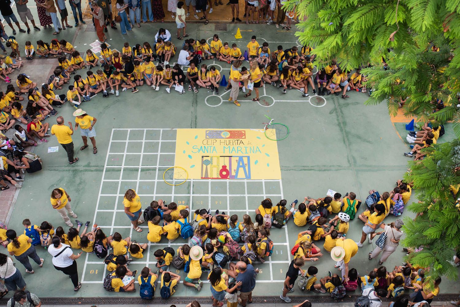 El inicio de las clases en un colegio de Sevilla, este martes.