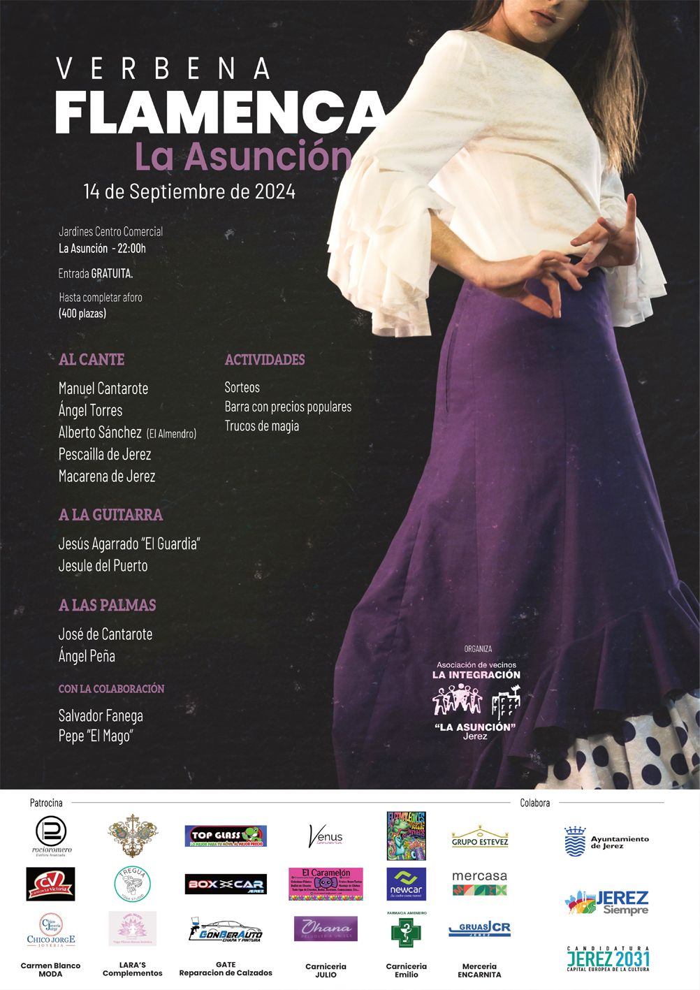 Cartel de la verbena flamenca en La Asunción.