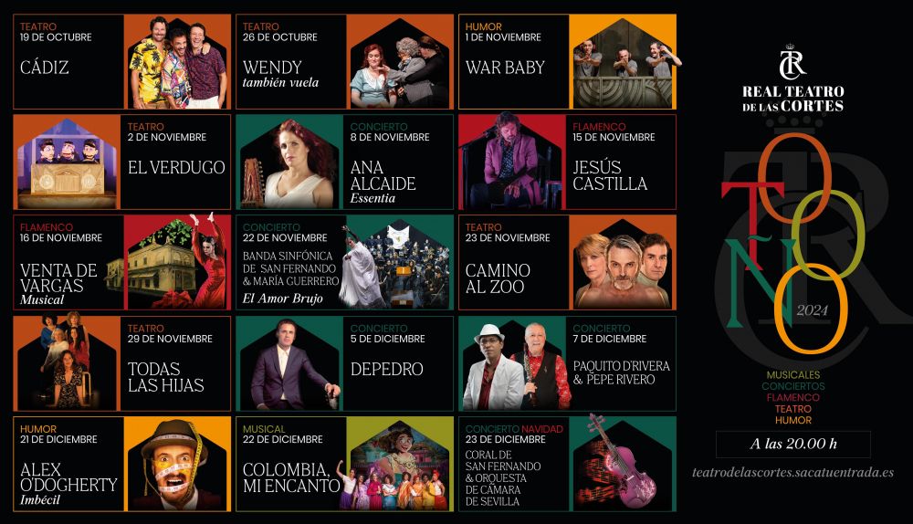 Programación completa del Real Teatro de Las Cortes de San Fernando.