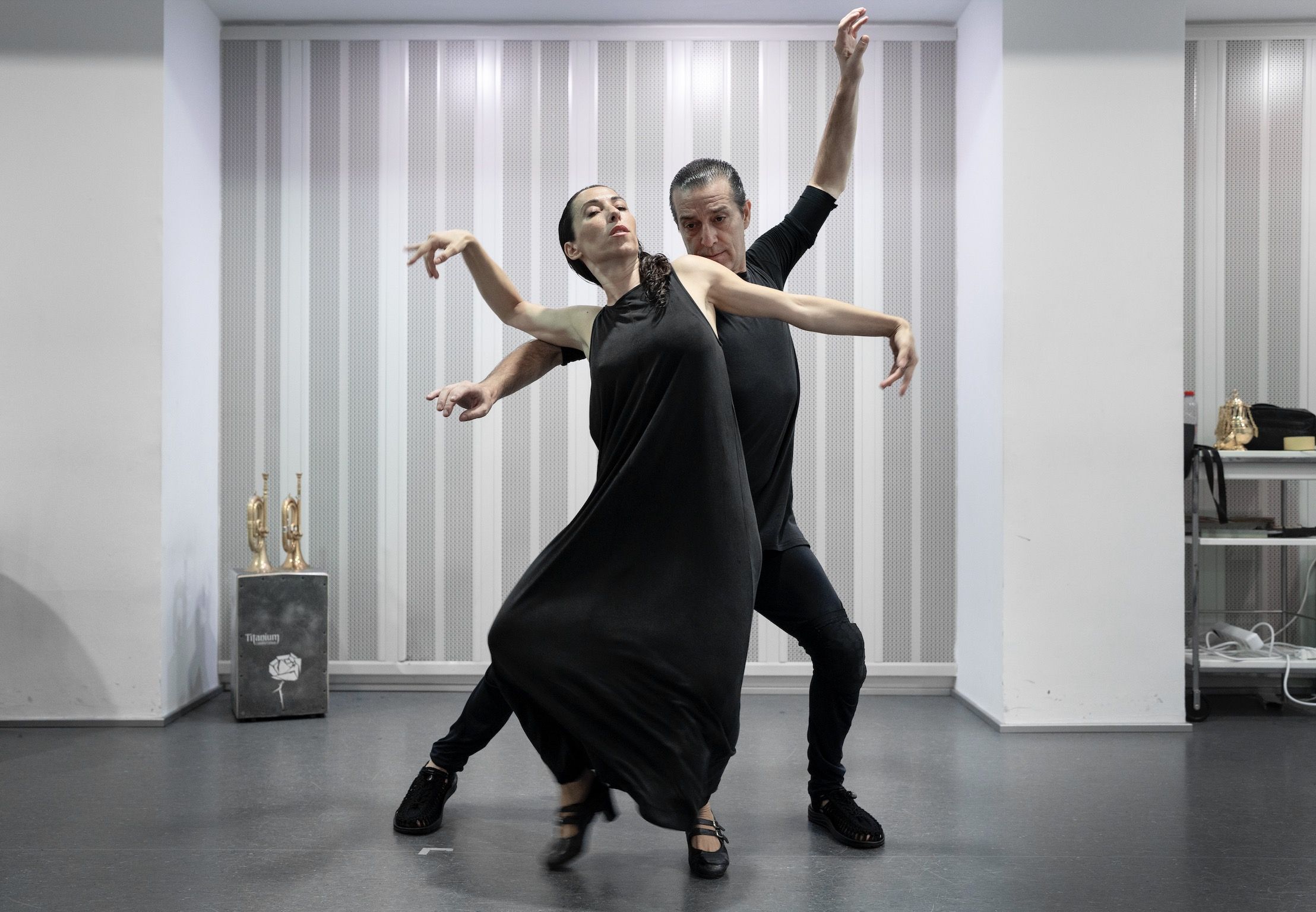 Andrés Marín y Ana Morales, durante los ensayos de 'Matarife/Paraíso'