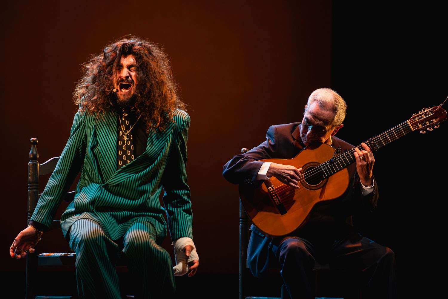 Momento de la actuación de Israel Fernández y Antonio el Relojero en la Bienal de Flamenco de Sevilla 2024