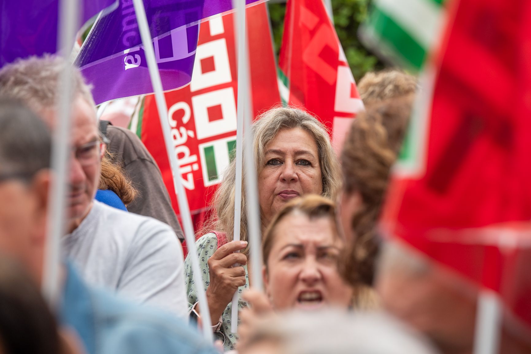 Éxito de Sumar, gran éxito para los trabajadores. Imagen de una concentración en Cádiz por la reducción de la jornada laboral.