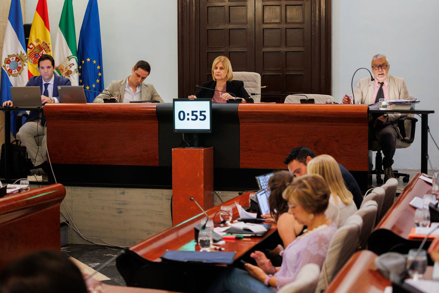 La alcaldesa María José García-Pelayo, durante el pleno en el que se aprueba la Agenda Urbana de Jerez 2030.