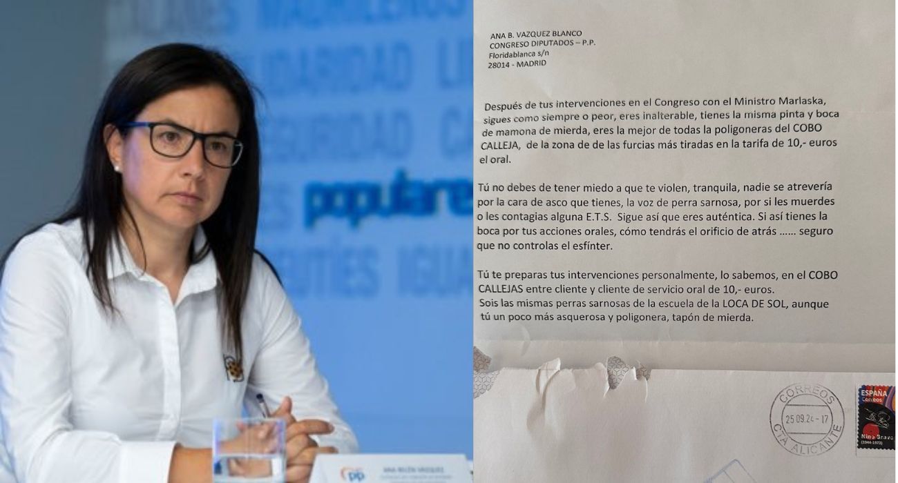 Ana Vázquez Blanco, junto a la repugnante carta que ha recibido.