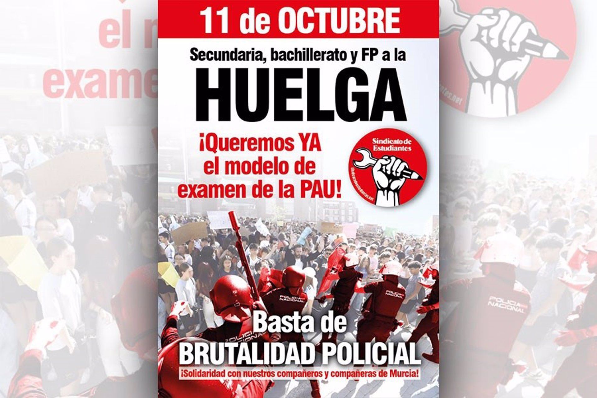 Cartel de huelga del Sindicato de Estudiantes.