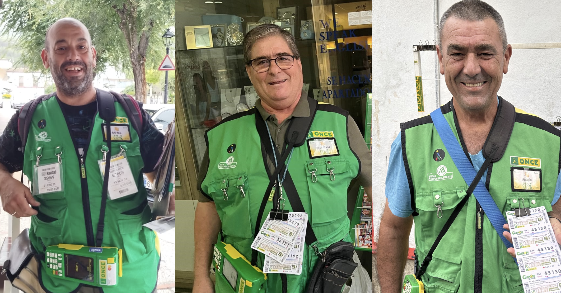 Jose María, Antonio y Rafael, vendedores de la ONCE que han repartido fortuna en la provincia de Cádiz. 