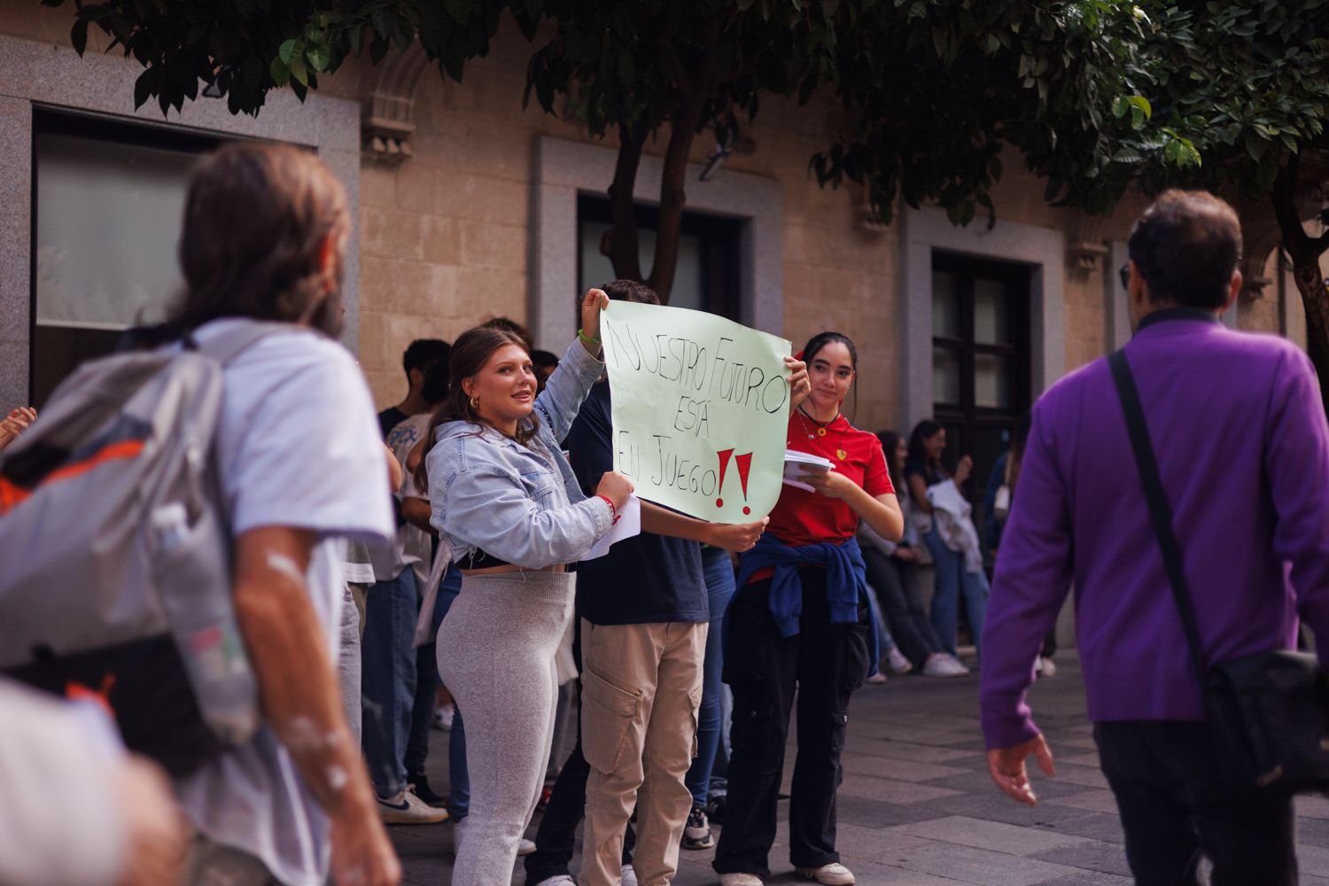 Una protesta de estudiantes por la Selectividad esta semana en Jerez.