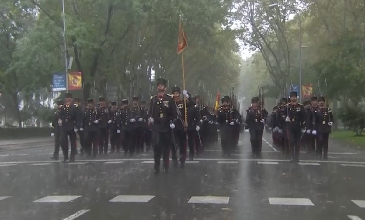 El desfile nacional, pasado por agua este 12 de octubre en Madrid.