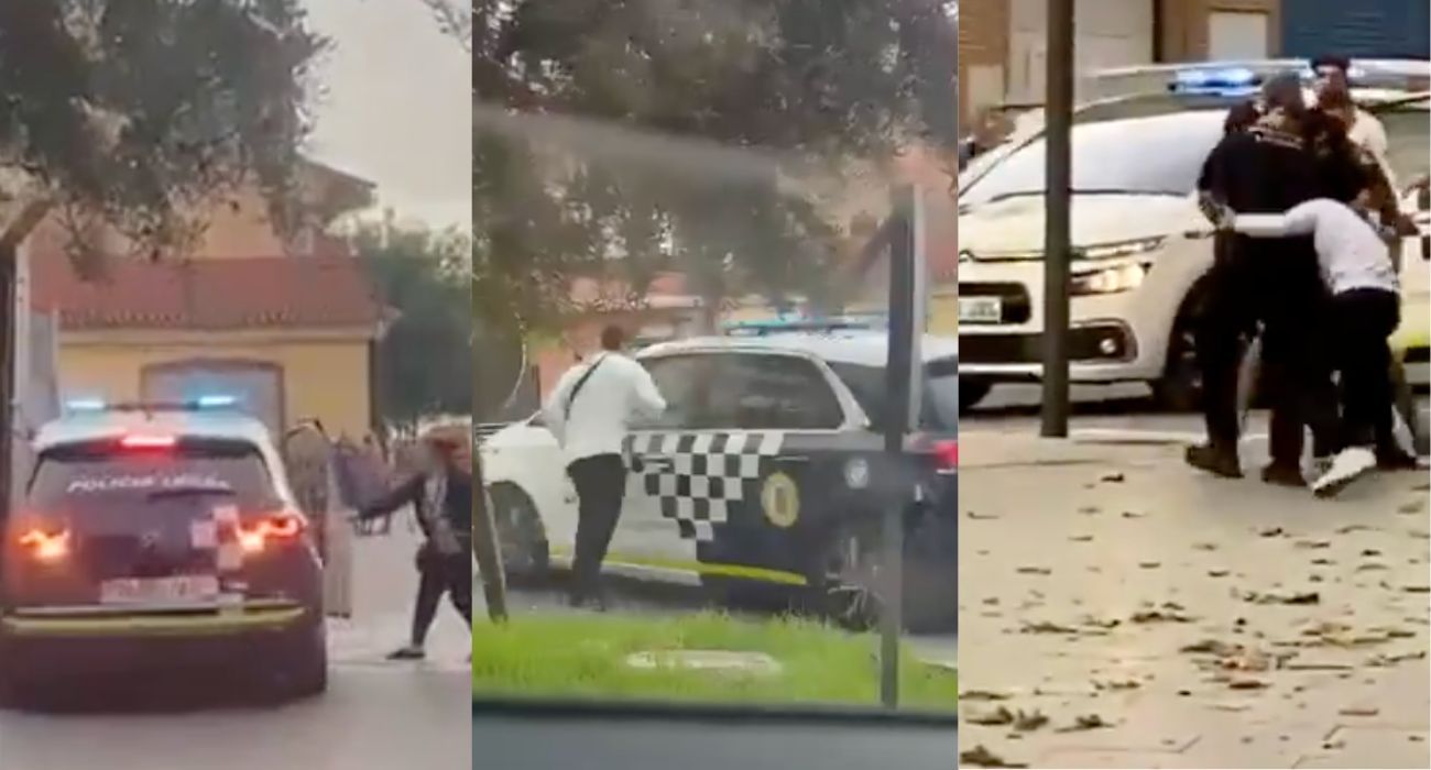 Tres momentos de las agresiones a agentes de la Policía Local de Maracena.