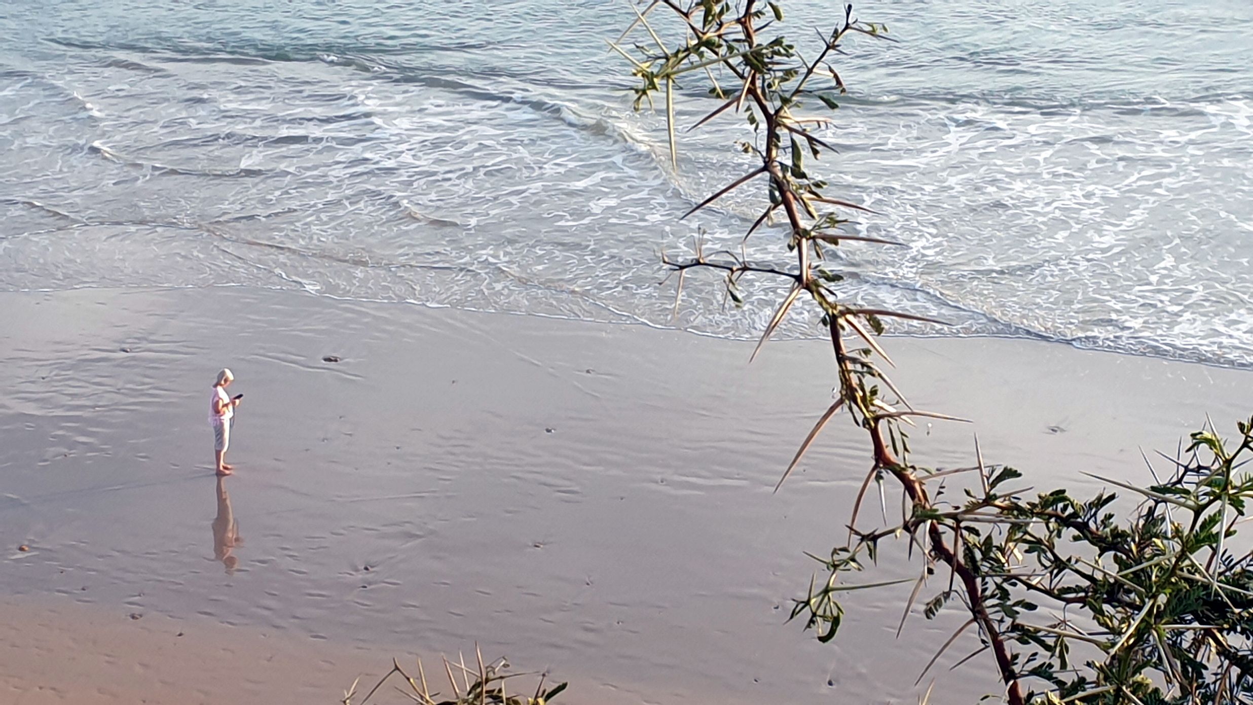 Mujer en la playa.  