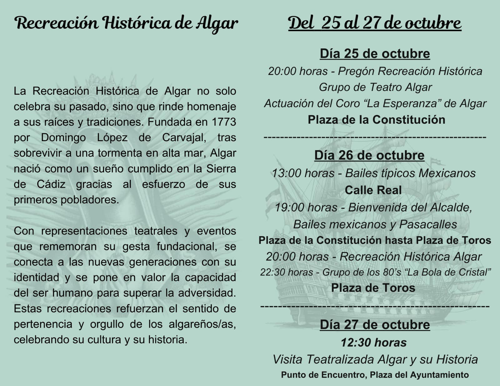 Programación de la recreación histórica. 