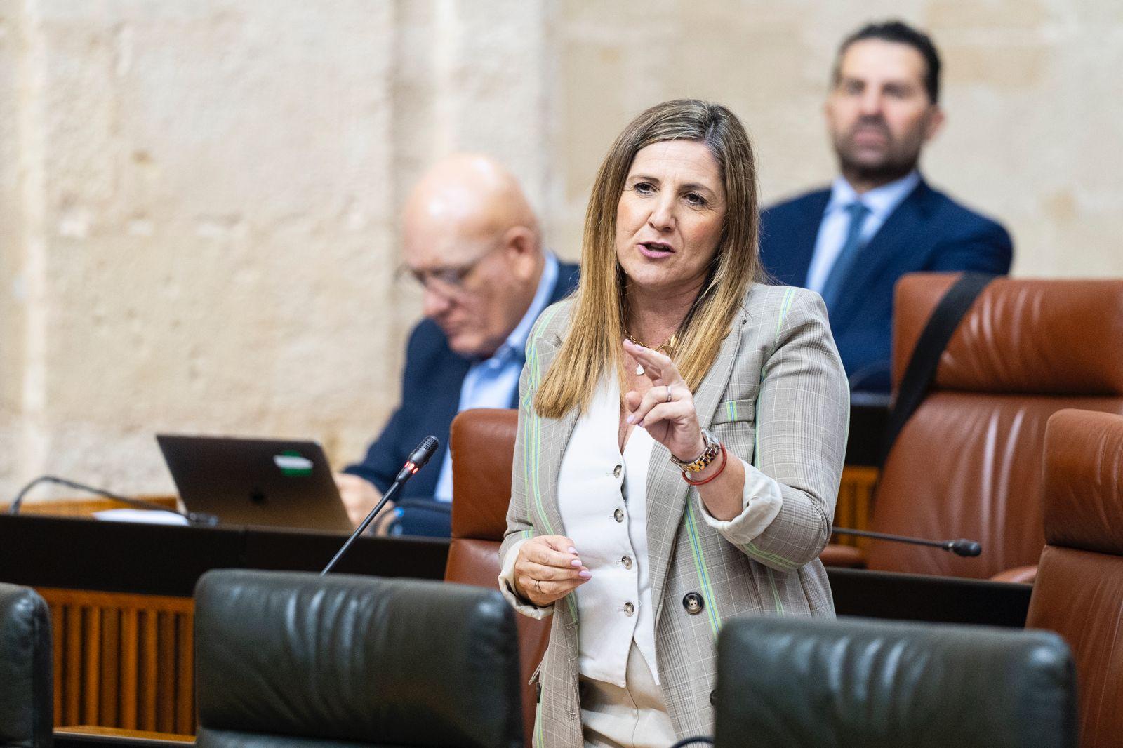 La parlamentaria Irene García durante su intervención exigiendo garantías para los Centro de la Mujer. 