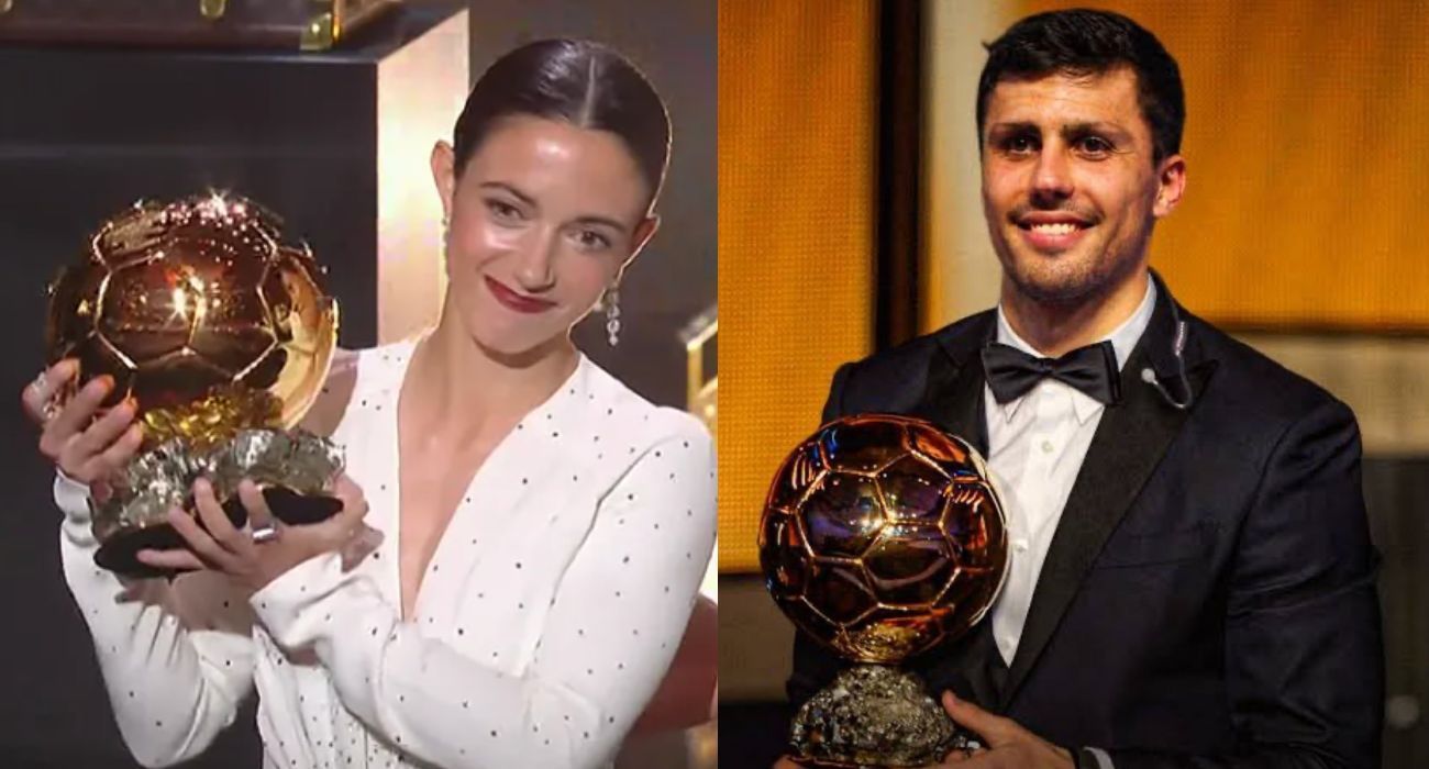 Aitana Bonmati y Rodri Hernández, con el Balón de Oro.